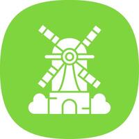 Windmill Glyph Curve Icon vector