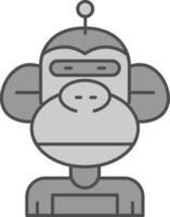 Robot Line Filled Greyscale Icon vector