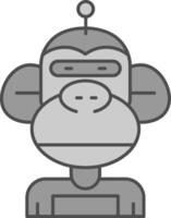 Robot Line Filled Greyscale Icon vector