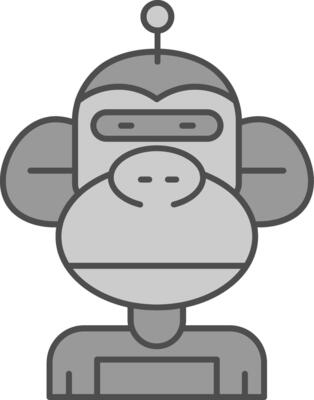 Robot Line Filled Greyscale Icon