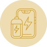 Battery Line Yellow Circle Icon vector