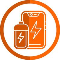Battery Glyph Orange Circle Icon vector