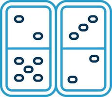 dominó línea azul dos color icono vector