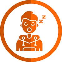 Sleep Glyph Orange Circle Icon vector