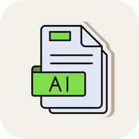 Ai Line Filled White Shadow Icon vector