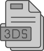 3ds línea lleno escala de grises icono vector
