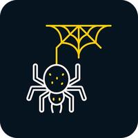 araña línea amarillo blanco icono vector