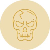 Skull Line Yellow Circle Icon vector