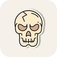 Skull Line Filled White Shadow Icon vector