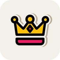 Crown Line Filled White Shadow Icon vector