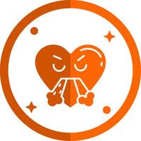Angry Glyph Orange Circle Icon vector