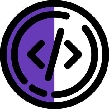 código lleno medio cortar icono vector