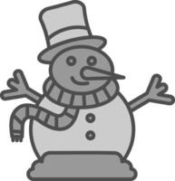 Snowman Line Filled Greyscale Icon vector