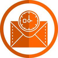 reloj glifo naranja circulo icono vector