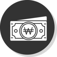 Won Glyph Grey Circle Icon vector