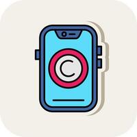 Copyright Line Filled White Shadow Icon vector