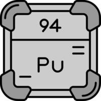 plutonio línea lleno escala de grises icono vector