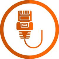 Ethernet Glyph Orange Circle Icon vector