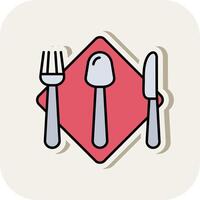 Cutlery Line Filled White Shadow Icon vector