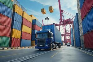 AI generated Global logistics  Import, export, and transport of cargo photo