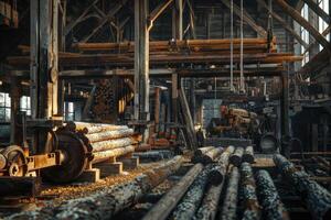 AI generated Sawmill lumber mill photo