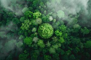 AI generated Saving Earth  Aerial View of Green Forest photo