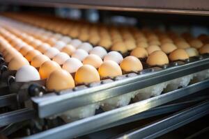 AI generated Egg production and consumerism in automated farming. photo