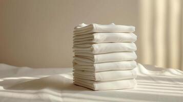 AI generated Stack of White Sheets on Table photo
