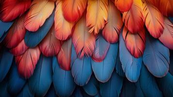 AI generated Close Up of a Colorful Birds Feathers photo