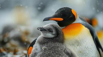 AI generated Two Penguins Standing Together photo