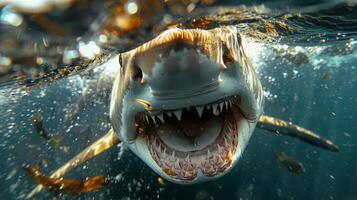 AI generated Close Up of Shark With Mouth Open photo