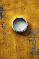 AI generated Yellow Painted Wall With Round Object photo