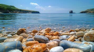 AI generated Beach With Rocks, Water, and Cliff photo