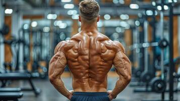 AI generated Man Standing in Gym With Back to Camera photo