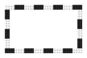 Simple frame composed of black and white toy blocks. Black and white brick banner. Abstract vector background