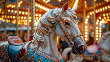 AI generated Close Up of a Merry Go Round Horse photo