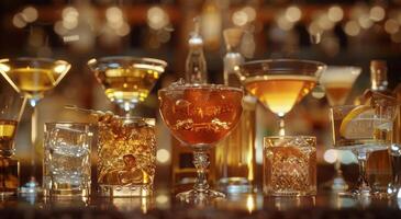 AI generated Array of Cocktails on Table photo