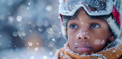 AI generated Young Boy Wearing Yellow Jacket and Goggles photo