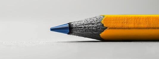 AI generated Yellow Pencil Close-Up on White Surface photo