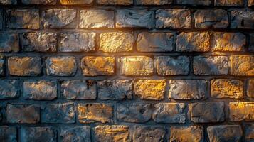 AI generated Intense Light Shining on Close Up of Brick Wall photo