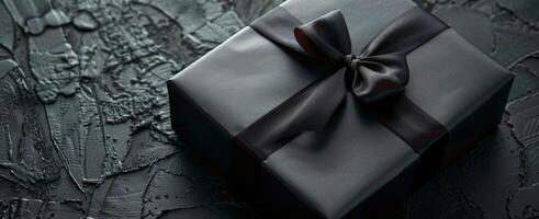 AI generated Black Gift Box With Bow photo