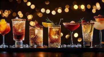 AI generated Array of Cocktails on Table photo