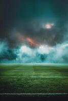 AI generated Soccer Field Under Dark Sky photo