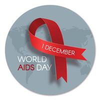 World AIDS Day sticker with a red ribbon. Print template design. A vector flat illustration.