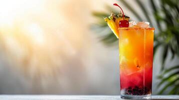 AI generated Tall Glass Filled With Fruity Drink photo