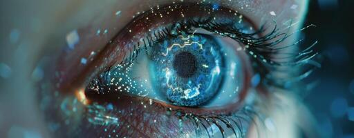 AI generated Close-Up of a Persons Blue Eye photo