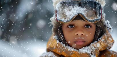 AI generated Young Boy Wearing Yellow Jacket and Goggles photo