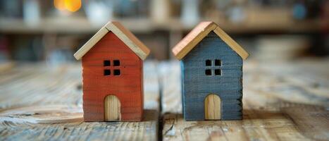 AI generated Wooden Houses on Table photo