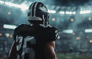 AI generated Football Player Standing on Field at Night photo