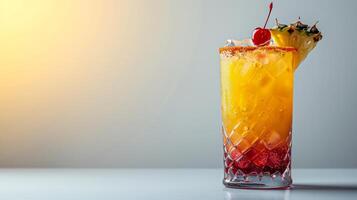 AI generated Tall Glass Filled With Fruity Drink photo